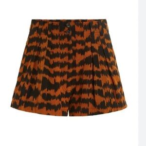 Ulla Johnson Handmade Printed Cotton Pleated Shorts